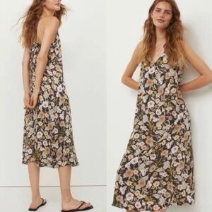 H&M Boho Floral Midi Dress Cross Strap Back Sz S